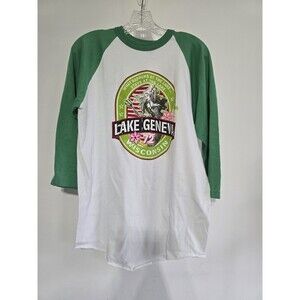 Vintage Mermaid Lake Geneva Raglan Crewneck Large What Happens At The Lake Tee L